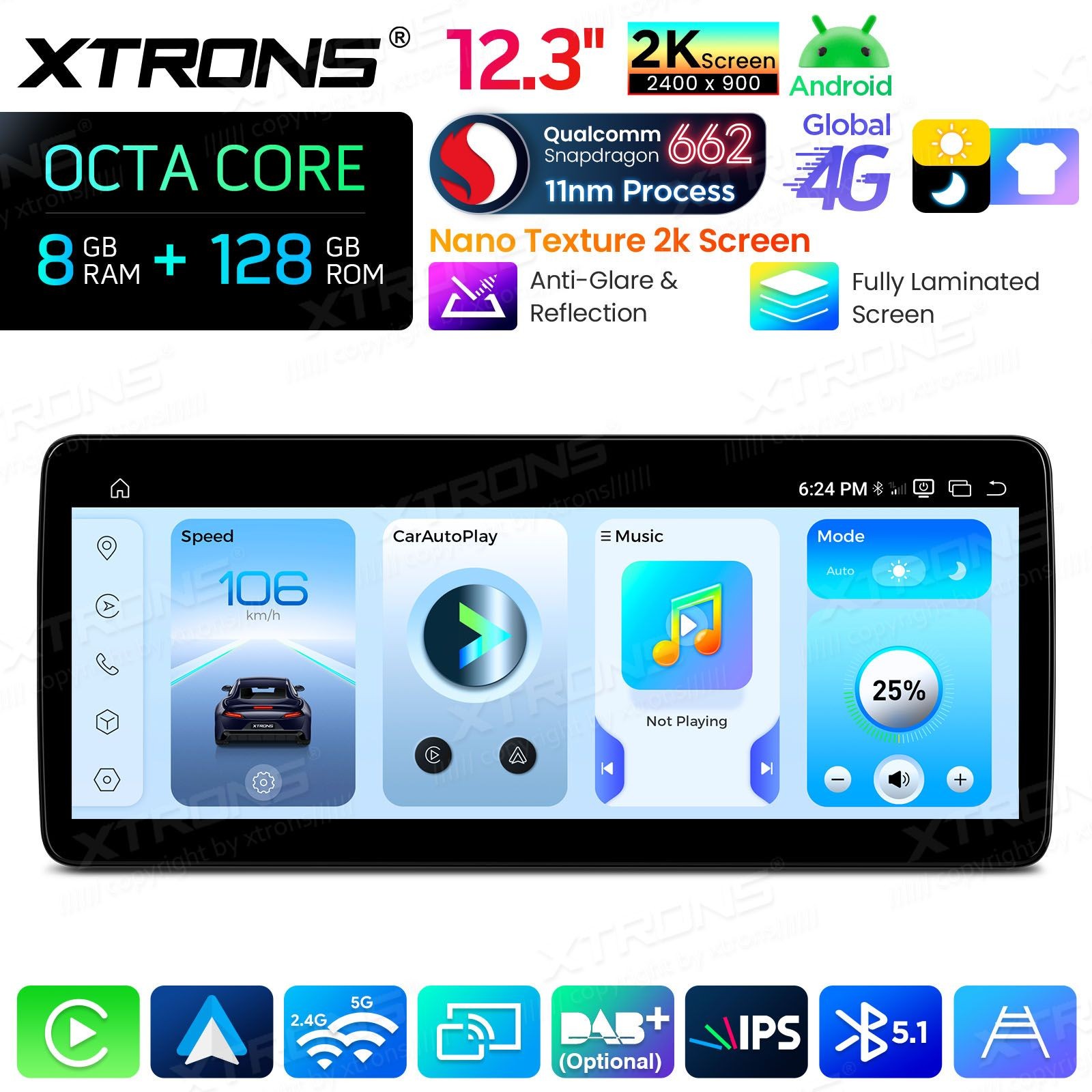XTRONS QBMH2445M12GLK45L
