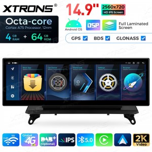 XTRONS QLB42X5CCL 14.9" BMW X5 E70, X6 E71, CCC Multimeedia Android 13.0 Octa-Core 4G