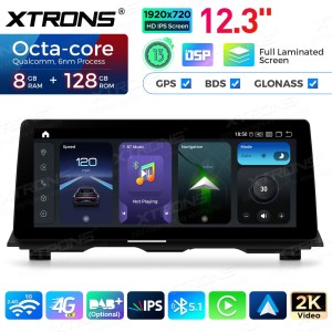 XTRONS QGB23CIB12FV 12.3" BMW 5 F10, F11 CIC Multimeedia Android 13.0 Octa-Core 4G