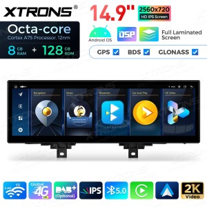 XTRONS QLBH44THNBL 14.9" BMW 3, 4 Seeria, M3, M4 NBT Multimeedia Android 14.0 Octa-Core 4G