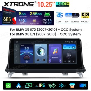 XTRONS QWBX14X5CC 10.25" BMW X5 E70, X6 E71, CCC Multimeedia Android 14 Octa-Core 4G