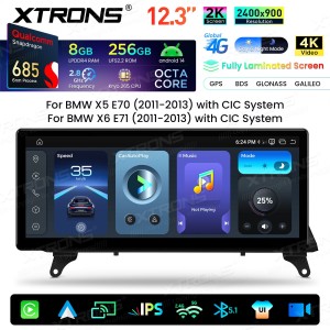 XTRONS QWBX24CIB12X5L 12.3" BMW X5 E70, X6 E71 CIC Multimeedia Android 14 Octa-Core 4G