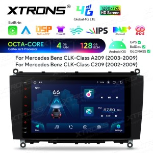 XTRONS IAH84M209SL 8.0" Mercedes-Benz CLK-Class A209/C209 Multimeedia Android 14.0 Octa-Core 4G