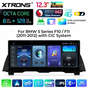 XTRONS QBBHW24FVCI 12.3" BMW 5 Seeria F10, F11 CIC Multimeedia Android 14 Octa-Core 4G