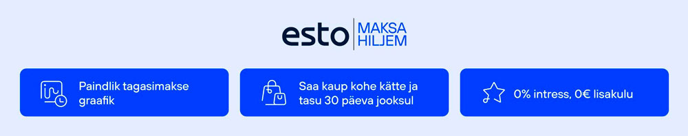 Ole nutikas ja vali ostude eest tasumiseks ESTO maksa hiljem! Ole nutikas ja vali ostude eest tasumiseks ESTO maksa hiljem!